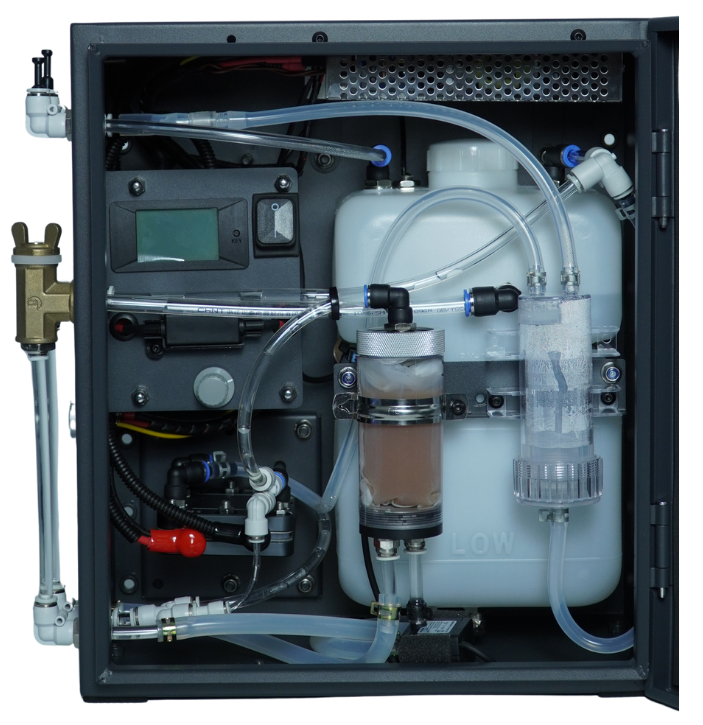 Compact PEM hydrogen generator with internal components visible